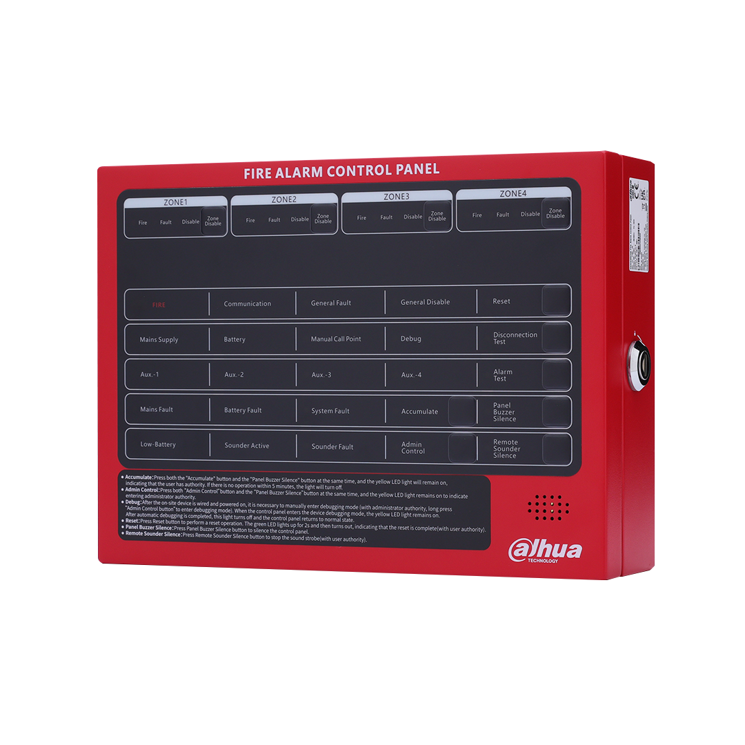 Dahua Conventional Fire Alarm Control Panel – 4 Zones (Red)